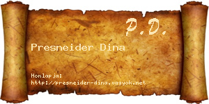 Presneider Dina névjegykártya
